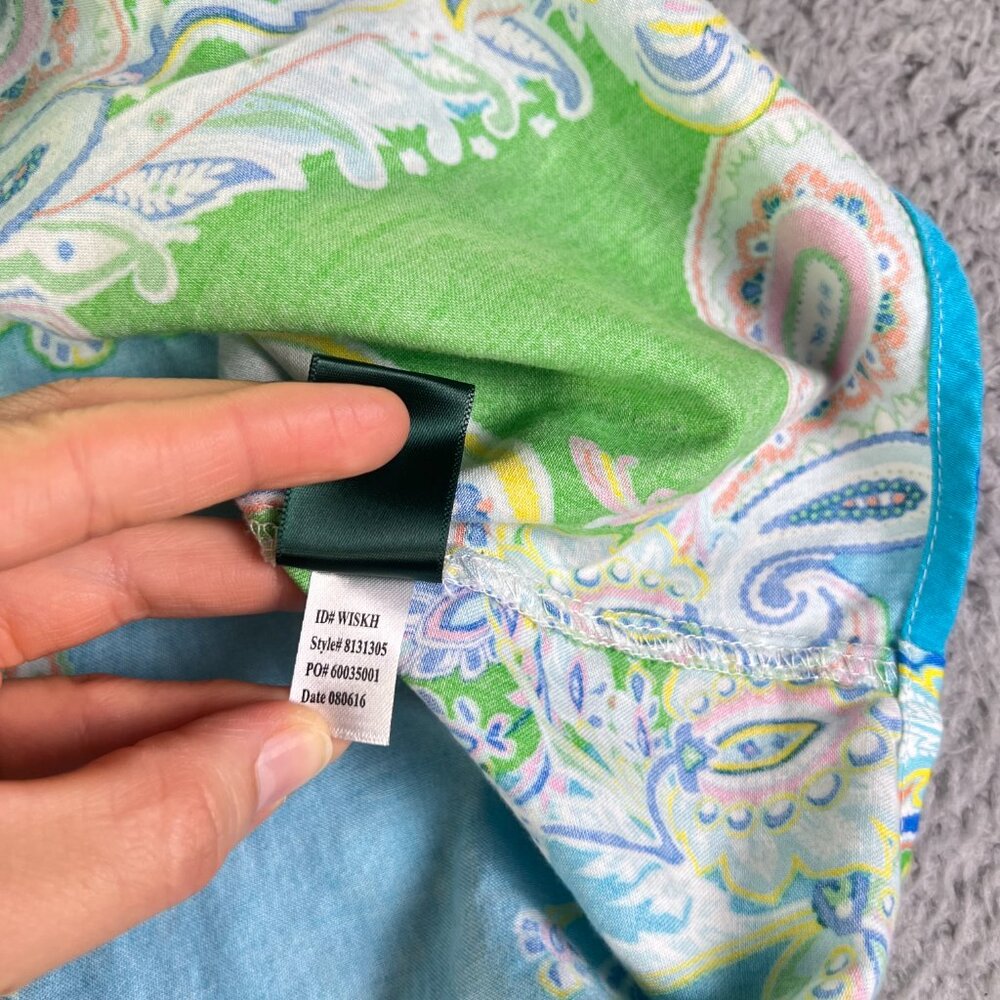 Lauren Ralph Lauren Pajama Dress Womens Medium Green Paisley PJ Top Button - Picture 8 of 10